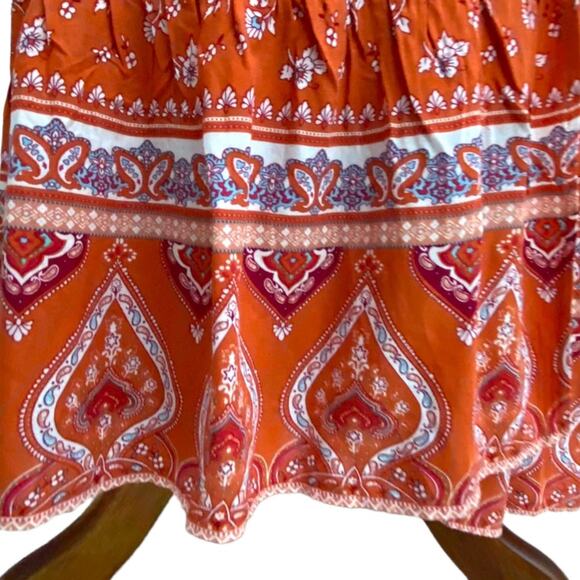 Medium Fall Maxi Dress Long Boho Medium Wrap Dress Cottage Prairie Orange Dress - Picture 11 of 16